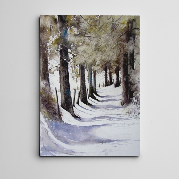 Kış Ağaç ve Yol Mini Kanvas Tablo